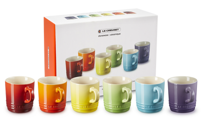 Stoneware Rainbow Set of 6 Cappuccino Mugs